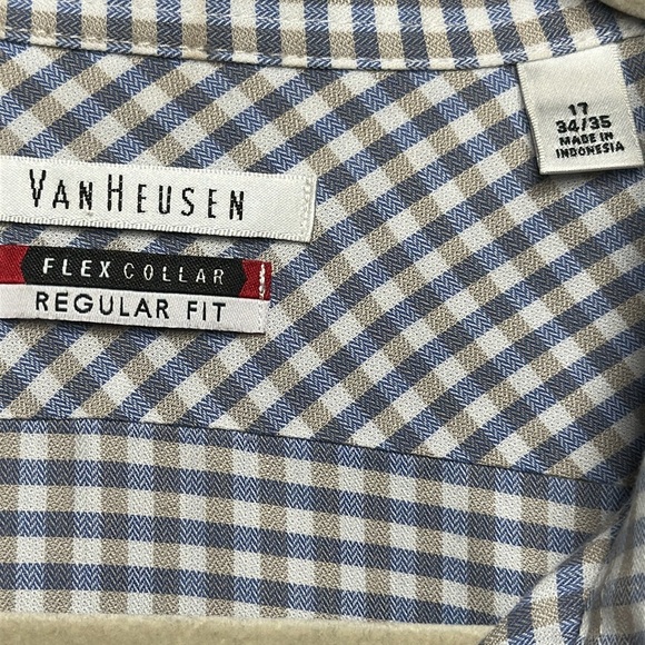 Van Heusen Men’s Plaid Dress Shirt | Long Sleeve Button Down | Neck 17 34/35 - Picture 4 of 6